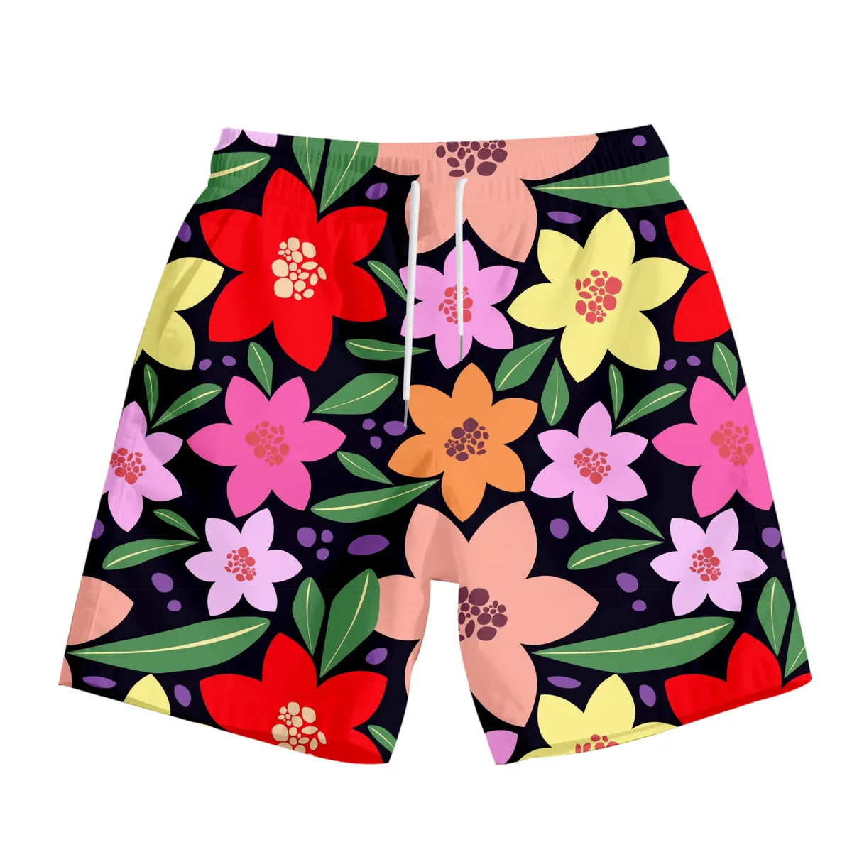 Men Fashion Casual Summer 3D Digital Flower Print Quick Dry Breathable Shorts