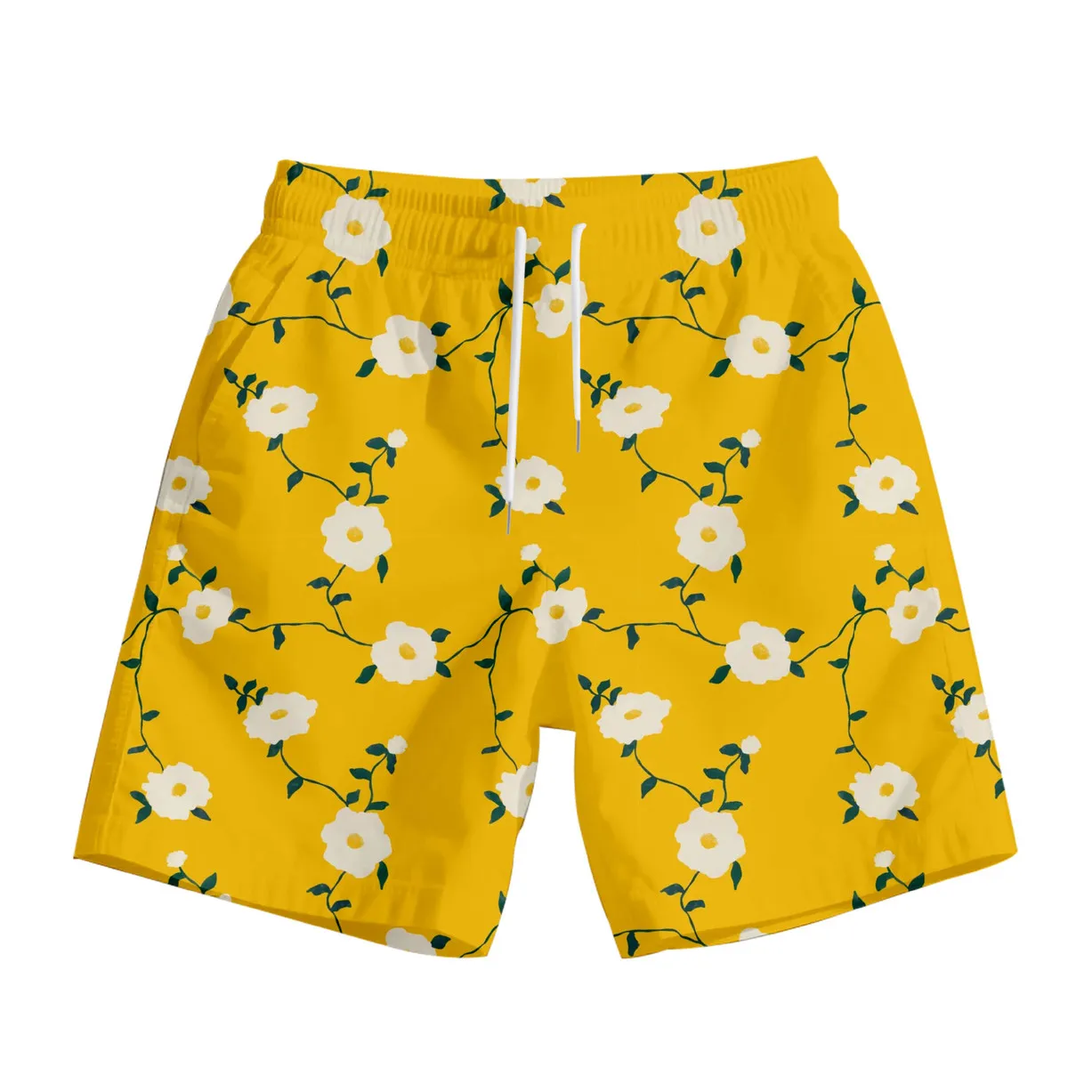 Men Fashion Casual Summer 3D Digital Flower Print Quick Dry Breathable Shorts