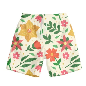 Men Fashion Summer 3D Digital Flower Print Quick Dry Breathable Mesh Shorts