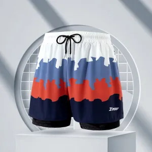 Men's Fashion Casual Tiny Flower Printed Double-Layer Quick-Drying Beach Swim Trunks