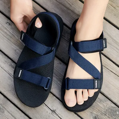 Men'S Summer Beach Velcro Sandals Open-Toed PVC Casual