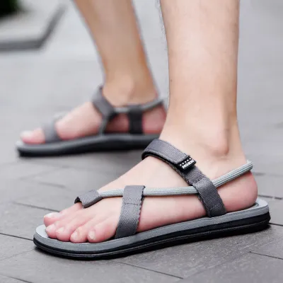 Men's Fashion Casual Summer Dual-Use Flat Beach Sandals Lace Up PVC