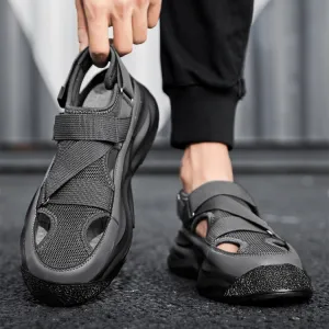 Men's Fashion Casual Breathable Hollow Platform Velcro Sandals