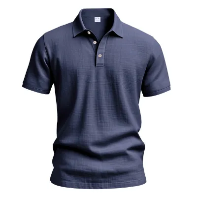 Men'S Summer Casual Linen Lapel Short-Sleeve Shirt