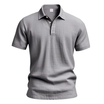 Men'S Summer Casual Linen Lapel Short-Sleeve Shirt