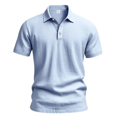 Men'S Summer Casual Linen Lapel Short-Sleeve Shirt