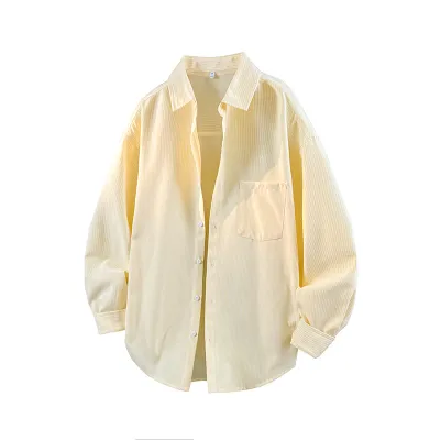 Men Fashion Casual Contrast Color Stripe Lapel Long Sleeve Shirt