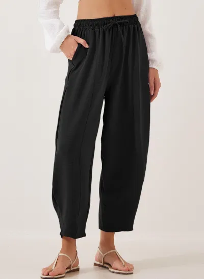 Women Fashion Casual Autumn Solid Color High Waist Loose Pants