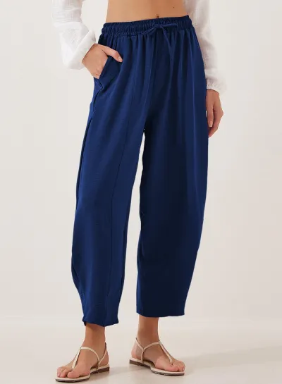 Women Fashion Casual Autumn Solid Color High Waist Loose Pants