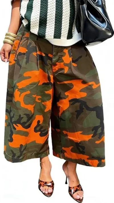 Women Fashion Casual Street Camouflage Loose Wide Leg Pants