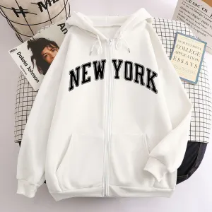 Fashion Casual Letter Printed Zipper Long-Sleeve Hoodies
