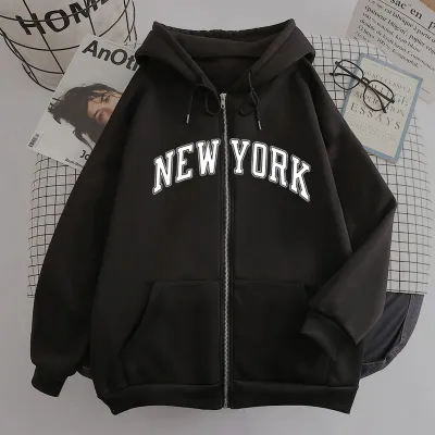 Fashion Casual Letter Printed Zipper Long-Sleeve Hoodies