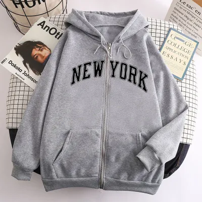 Fashion Casual Letter Printed Zipper Long-Sleeve Hoodies