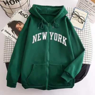 Fashion Casual Letter Printed Zipper Long-Sleeve Hoodies