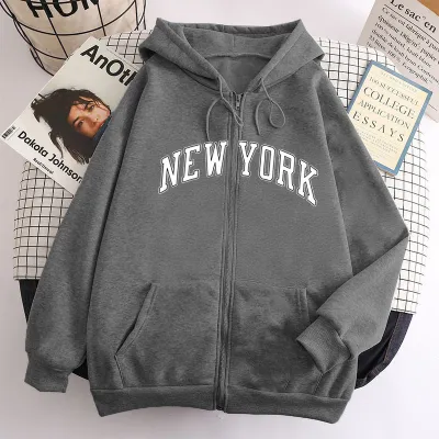 Fashion Casual Letter Printed Zipper Long-Sleeve Hoodies