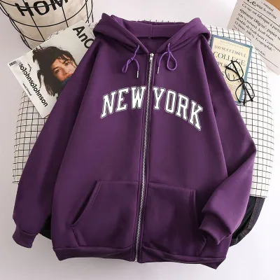 Fashion Casual Letter Printed Zipper Long-Sleeve Hoodies