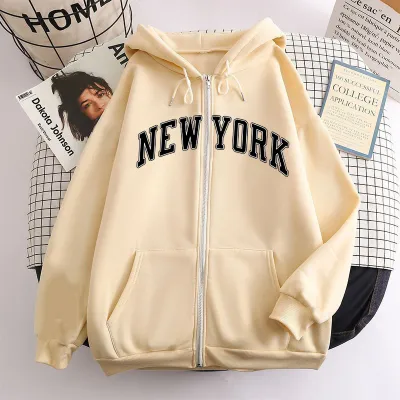 Fashion Casual Letter Printed Zipper Long-Sleeve Hoodies
