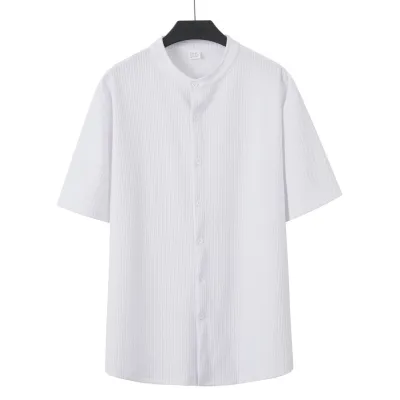 Men Fashion Casual Summer Solid Color Multi-Button Short-Sleeve Shirt