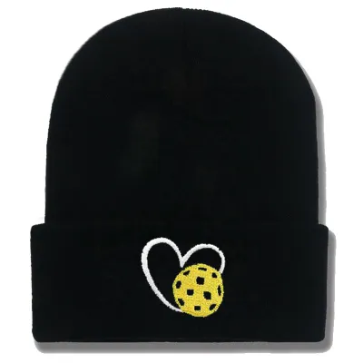 Fashion Casual Autumn Winter Warm Heart-Shaped Peak Ball Embroidered Knitted Beanie