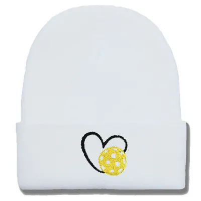 Fashion Casual Autumn Winter Warm Heart-Shaped Peak Ball Embroidered Knitted Beanie