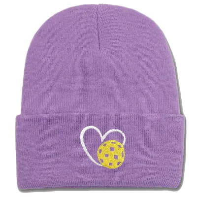 Fashion Casual Autumn Winter Warm Heart-Shaped Peak Ball Embroidered Knitted Beanie