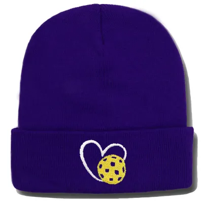 Fashion Casual Autumn Winter Warm Heart-Shaped Peak Ball Embroidered Knitted Beanie