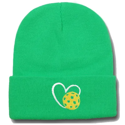 Fashion Casual Autumn Winter Warm Heart-Shaped Peak Ball Embroidered Knitted Beanie