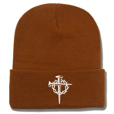 Fashion Casual Autumn Winter Warm Heart-Shaped Peak Ball Embroidered Knitted Beanie