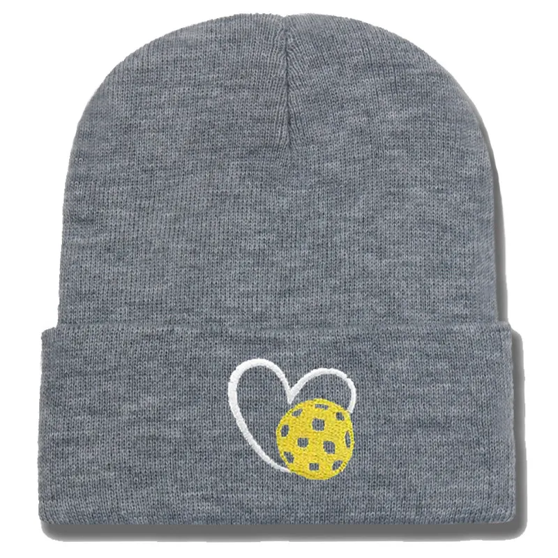 Fashion Casual Autumn Winter Warm Heart-Shaped Peak Ball Embroidered Knitted Beanie