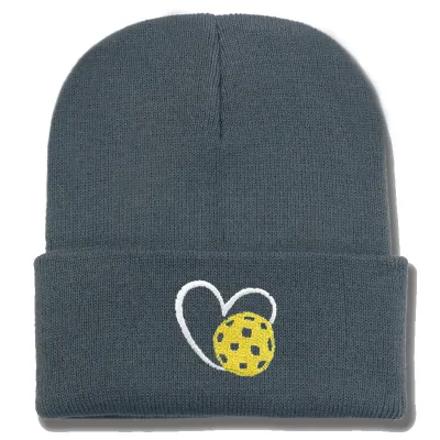 Fashion Casual Autumn Winter Warm Heart-Shaped Peak Ball Embroidered Knitted Beanie