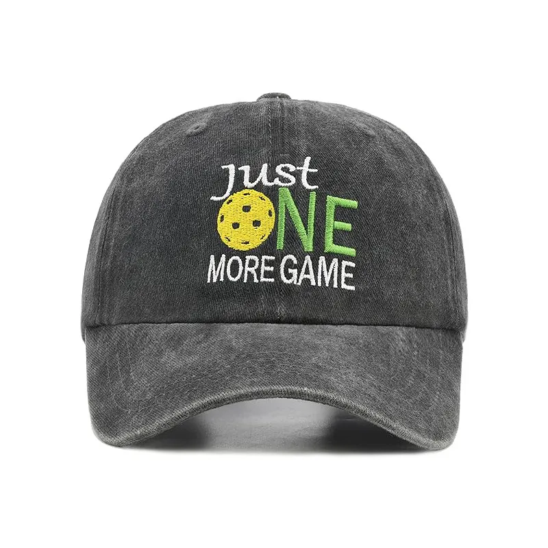 Fashion Casual Pickleball Embroidered Adjustable Washed Baseball Cap