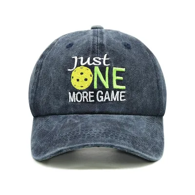 Fashion Casual Pickleball Embroidered Adjustable Washed Baseball Cap