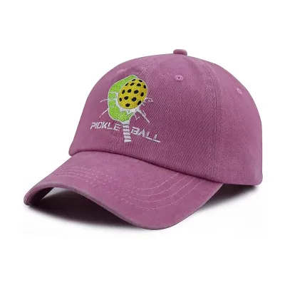 Fashion Casual Washed Pickleball Embroidered Adjustable Baseball Cap