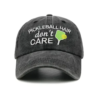 Fashion Casual Washed Pickleball Embroidered Adjustable Baseball Cap