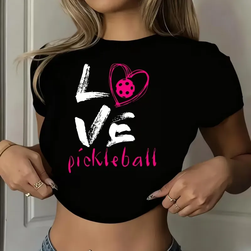 Women Fashion Casual Love Peak Ball Printed Short-Sleeve T-Shirt