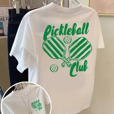 Women Fashion Casual Peak Ball Pileball Printed Short Sleeve T-Shirt