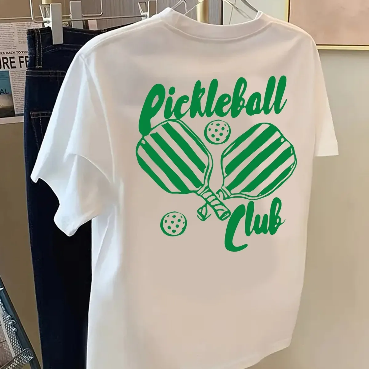 Women Fashion Casual Peak Ball Pileball Printed Short Sleeve T-Shirt