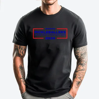 Men Fashion Casual Funny Pick Ball Graphic Printed Cotton Breathable Short-Sleeve T-Shirt
