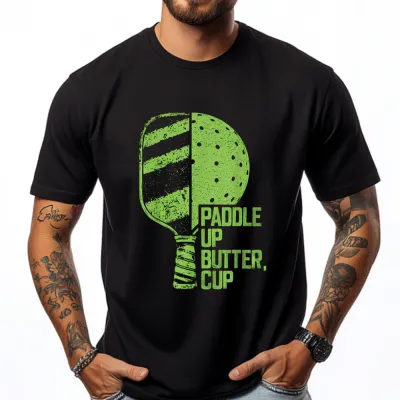 Men Fashion Casual Funny Pick Ball Graphic Printed Cotton Breathable Short-Sleeve T-Shirt