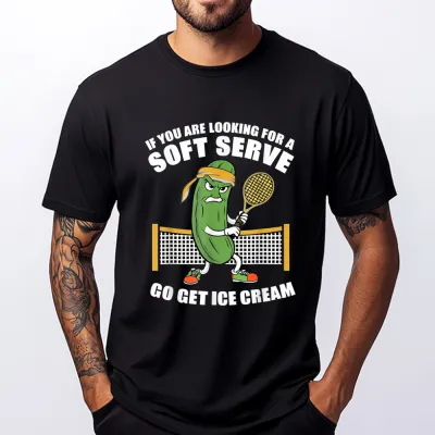 Men Fashion Casual Funny Pick Ball Graphic Printed Cotton Breathable Short-Sleeve T-Shirt