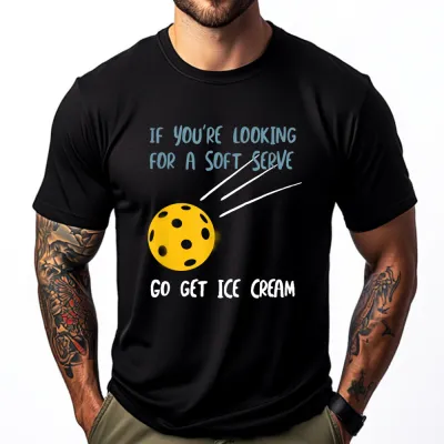 Men Fashion Casual Funny Pick Ball Graphic Printed Cotton Breathable Short-Sleeve T-Shirt