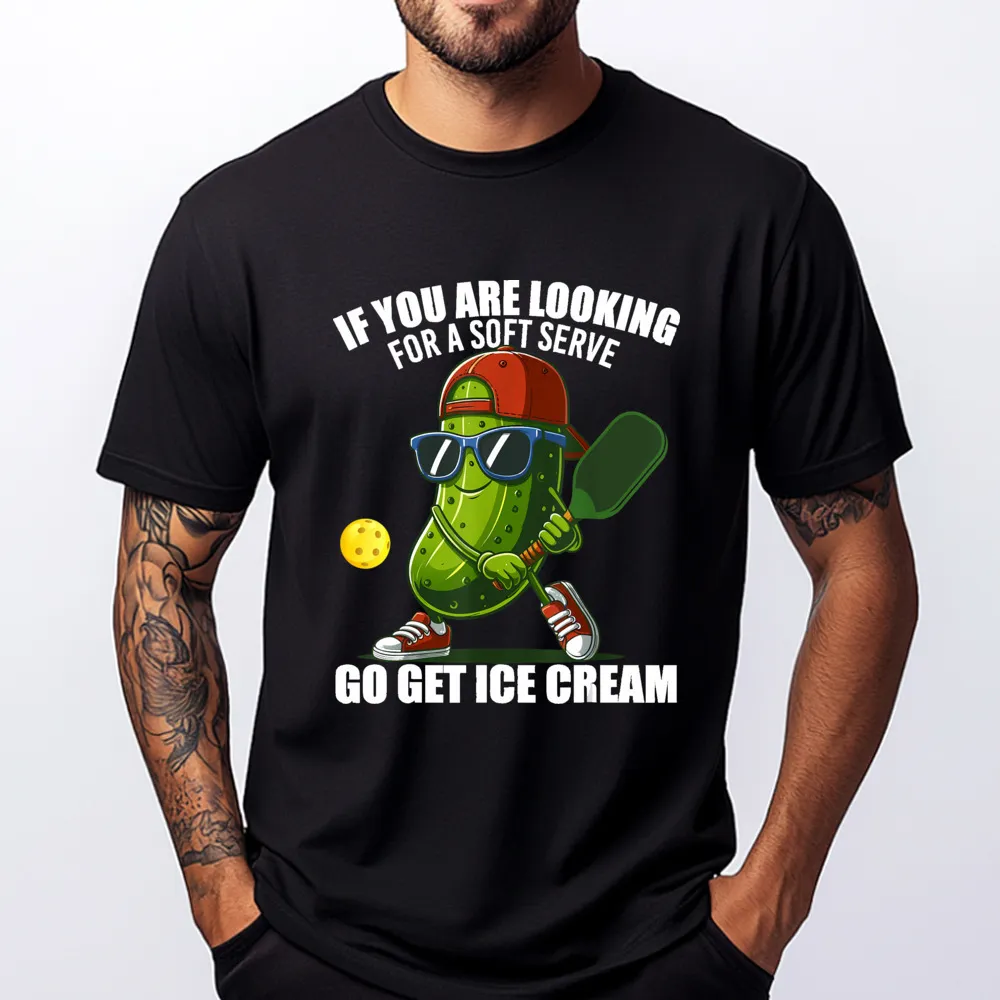 Men Fashion Casual Funny Pick Ball Graphic Printed Cotton Breathable Short-Sleeve T-Shirt