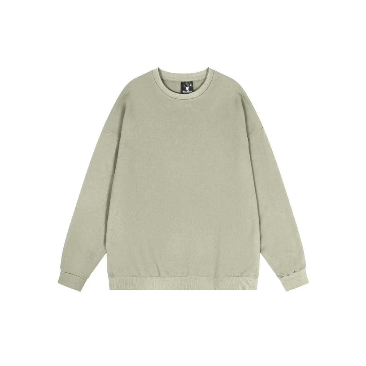 Men Fashion Casual Simple Solid Color Round Neck Long Sleeve Loose-Fitting Twill Fabric Sweatshirt