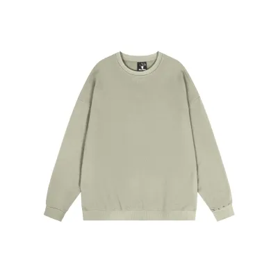 Men Fashion Casual Simple Solid Color Round Neck Long Sleeve Loose-Fitting Twill Fabric Sweatshirt