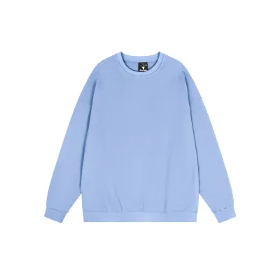 Men Fashion Casual Simple Solid Color Round Neck Long Sleeve Loose-Fitting Twill Fabric Sweatshirt