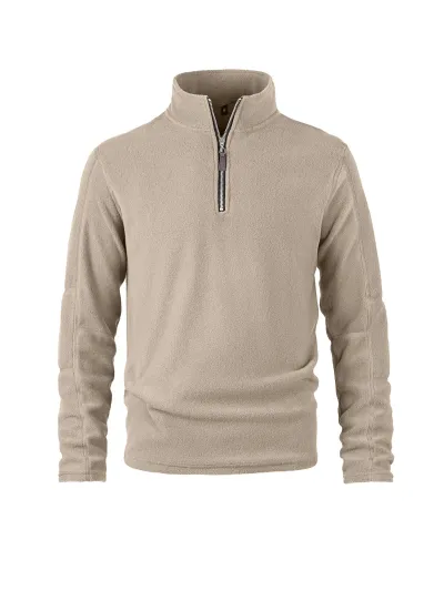 Men's Fashion Casual Autumn Winter Fleece Zipper Stand Collar Long-Sleeve Sweatshirt