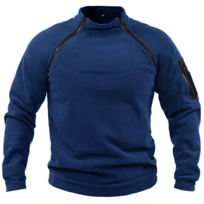 MenS Fashion Casual Autumn And Winter Warm Stand Collar Fleece Zipper Long-Sleeve Sweatshirt