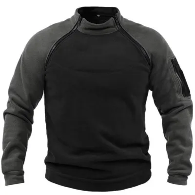 Men's Fashion Casual Autumn Winter Warm Stand Collar Fleece Zipper Long Sleeve Sweatshirt