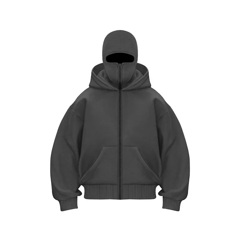 Men Fashion Casual Autumn Winter Solid Color Long-Sleeve Zipper Hoodies