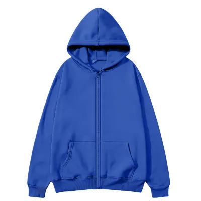 Men's Fashion Casual Autumn Winter Fleece Solid Color Zipper Long-Sleeve Loose Hoodies
